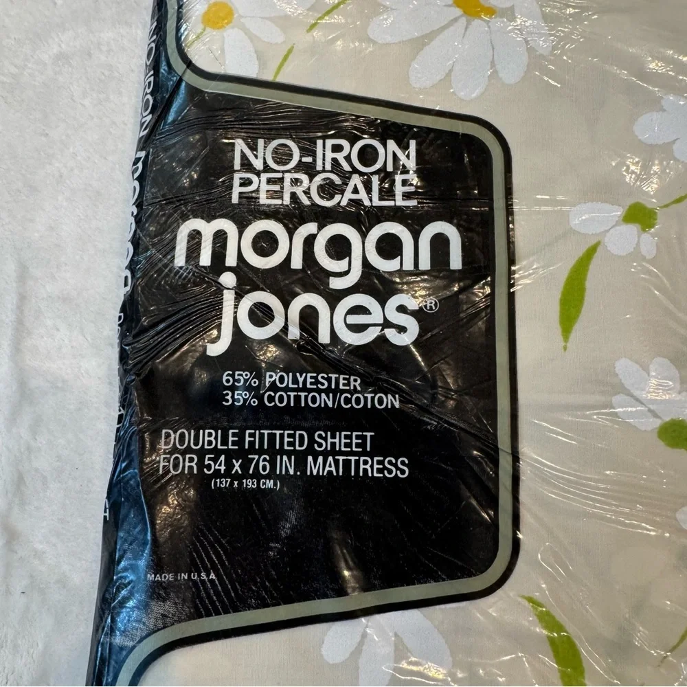 NOS Morgan Jones Princess Full Sheet Set Daisy Floral No-Iron Percale
